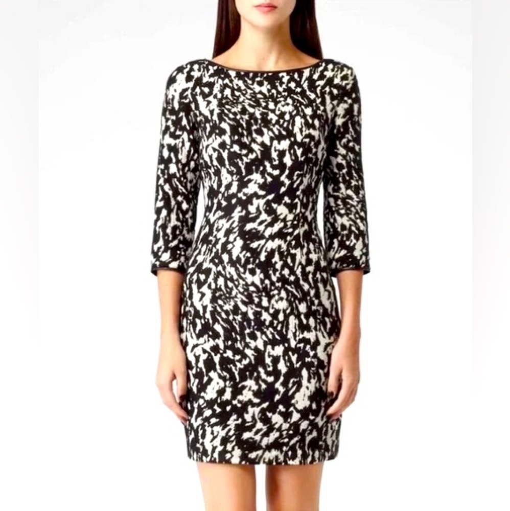 Reiss Jacques Textured Jacquard Printed Bodycon Fitted Dress, Size 8